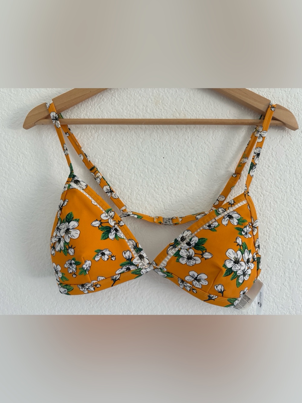 Cupshe - Orange Floral Triangle Bikini Top - NWT - Size Large